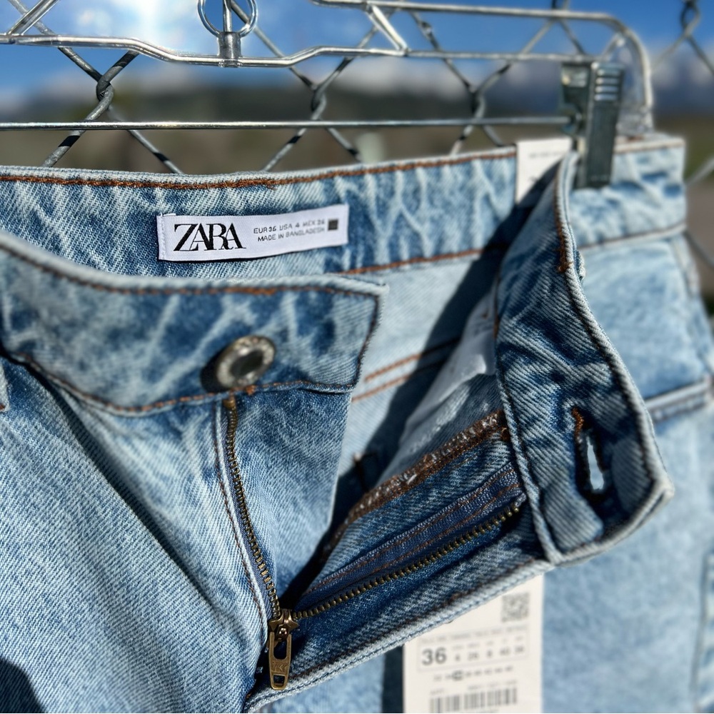 Zara NWT Midi Denim Jean Cut Off Shorts - Picture 5 of 8